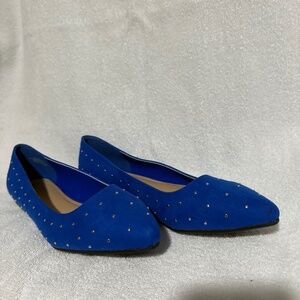 Cato Fashion - Blue suede - gold embellished flats - size 10